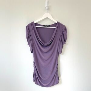 Preston & Hunter Plum Ruffle Sleeve Scoop Neck Top
